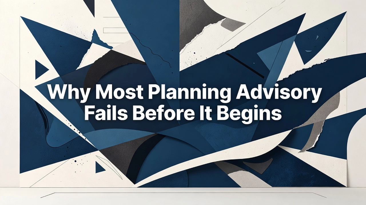 Professional header image for industry analysis: Why Most Planning Advisory Fails Before It Begins